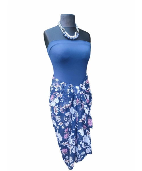 Wzorzysta spódnica plażowa chusta PAREO L/XL różowe kwiaty